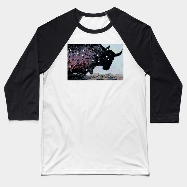 Bull of Night Baseball T-Shirt by jesse.lonergan